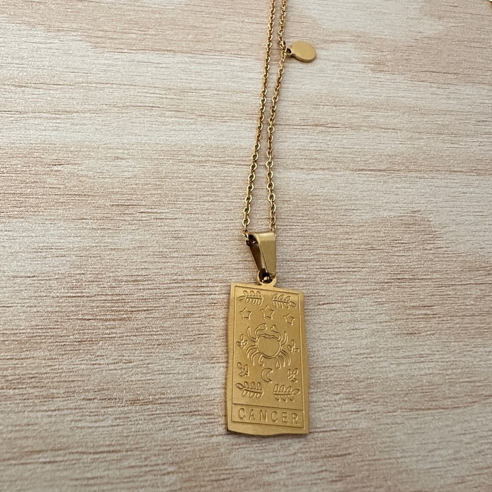 Gold Plated Cancer Zodiac Reversible Necklace - Picture 3 of 9